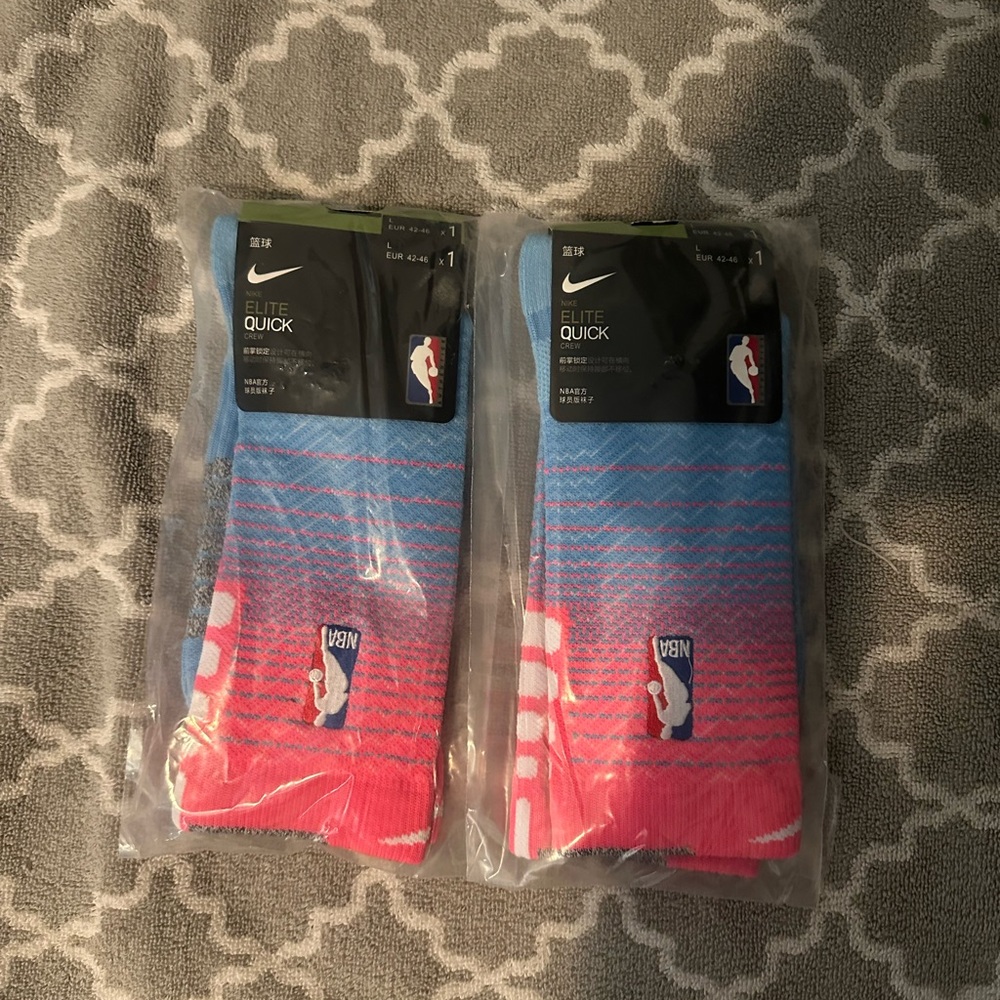 2 Pack NBA Elite Quick Blue and Pink Socks